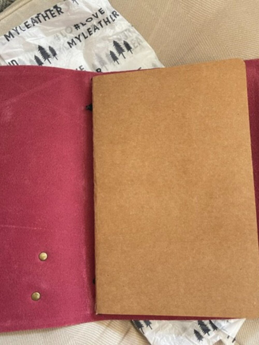 PORTLAND LEATHER WRAP NOTEBOOK IN BURGUNDY - Picture 7 of 9